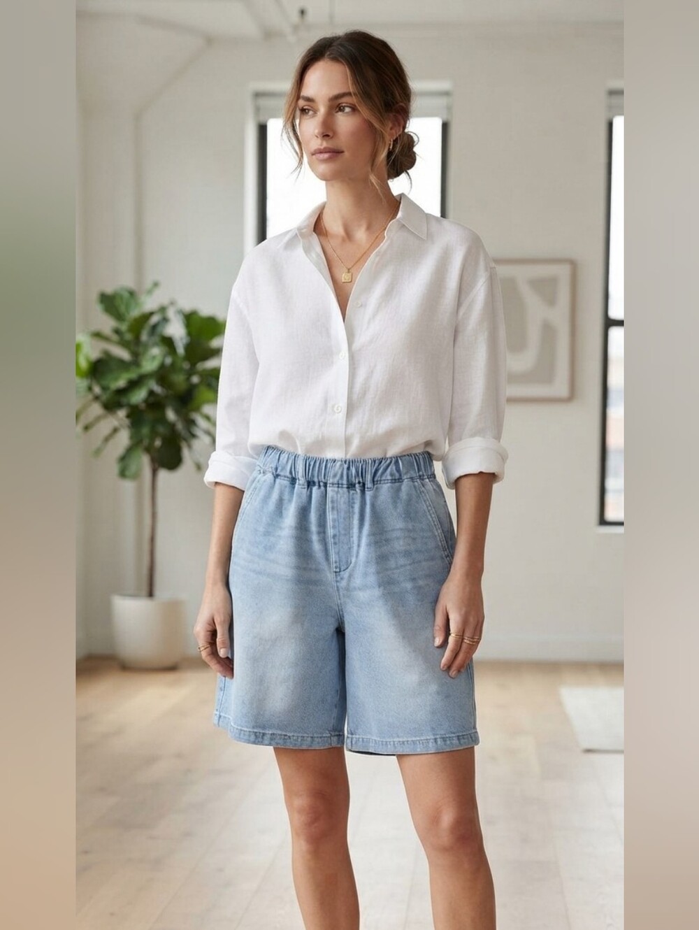 Attitude Makes Style High Waisted Women Jean Shorts Sz M